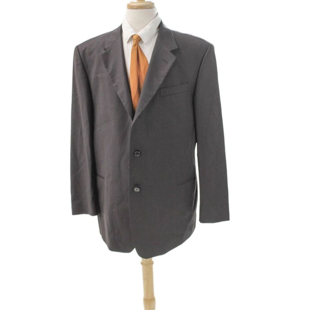 Donna Karan Signature Mens Blazer Gray Wool Button Size 46